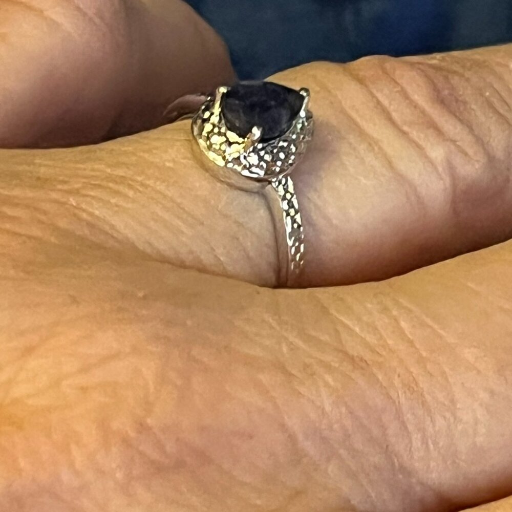 925 Sterling Silver Lab-Created Blue Sapphire & Diamond Accent Ring - Size 7.5 - Picture 4 of 9